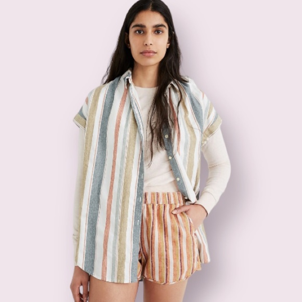 Madewell Central Gilman Stripe Tunic Shirt Cotton